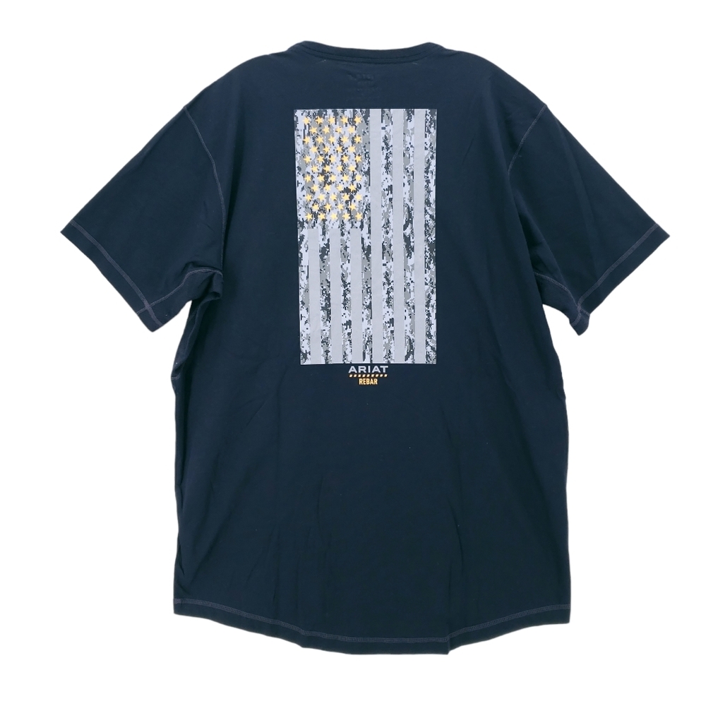 ARIAT Rebar Workman Graphic Reflective Flag Short Sleeve T-Shirt BLACK